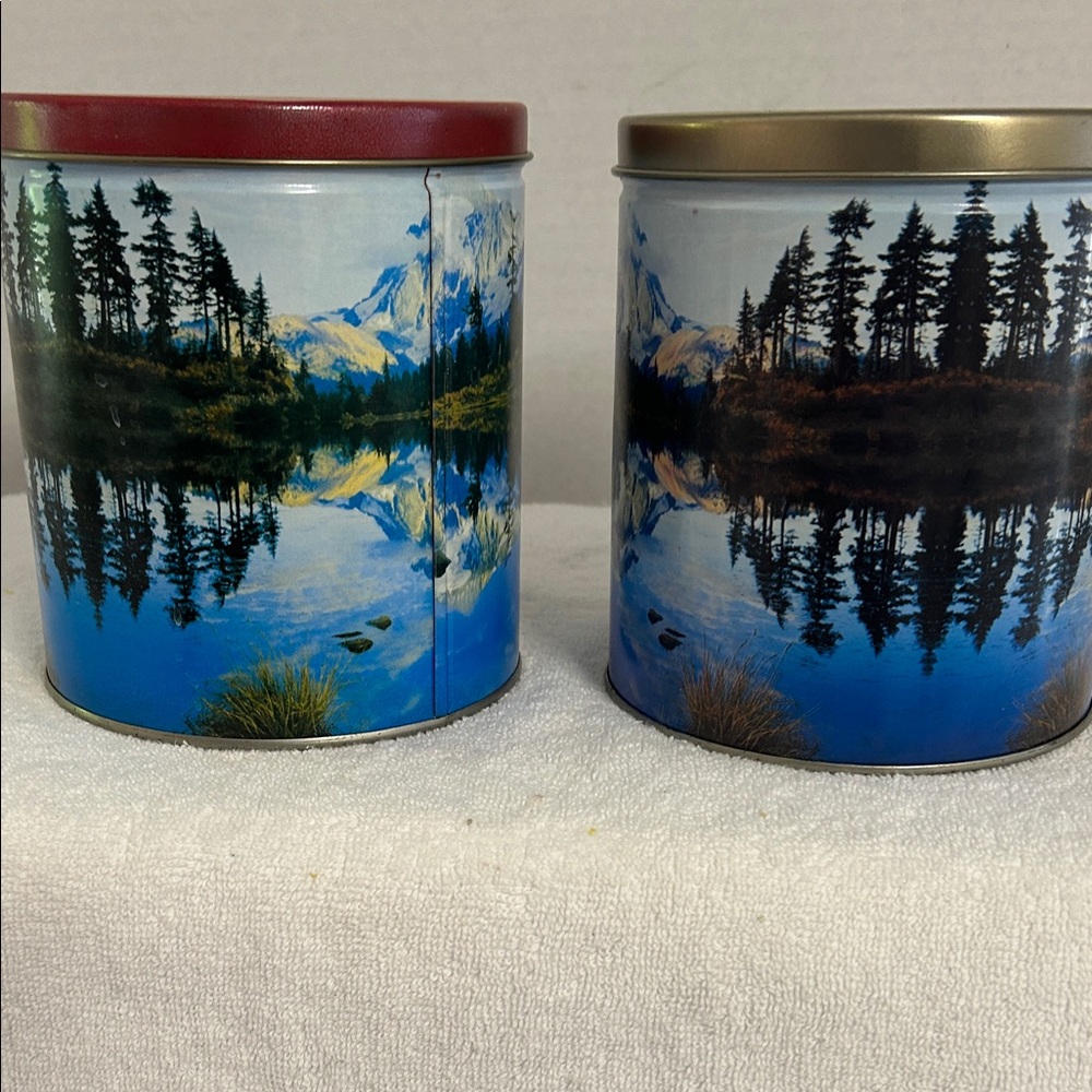 Scenic Landscape Tin Canisters Set of 2 Vintage